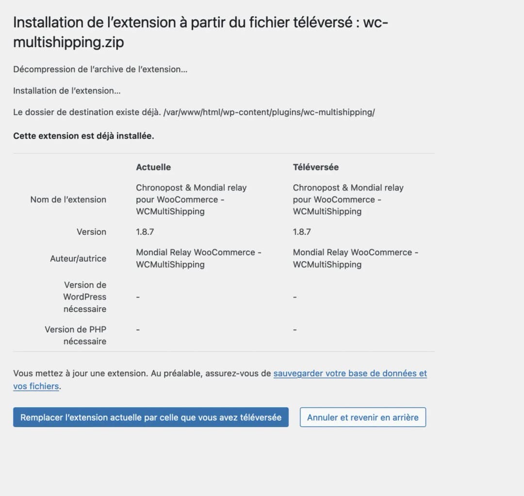 Téléchargement de WcMultiShipping pour Chronopost sur WordPress